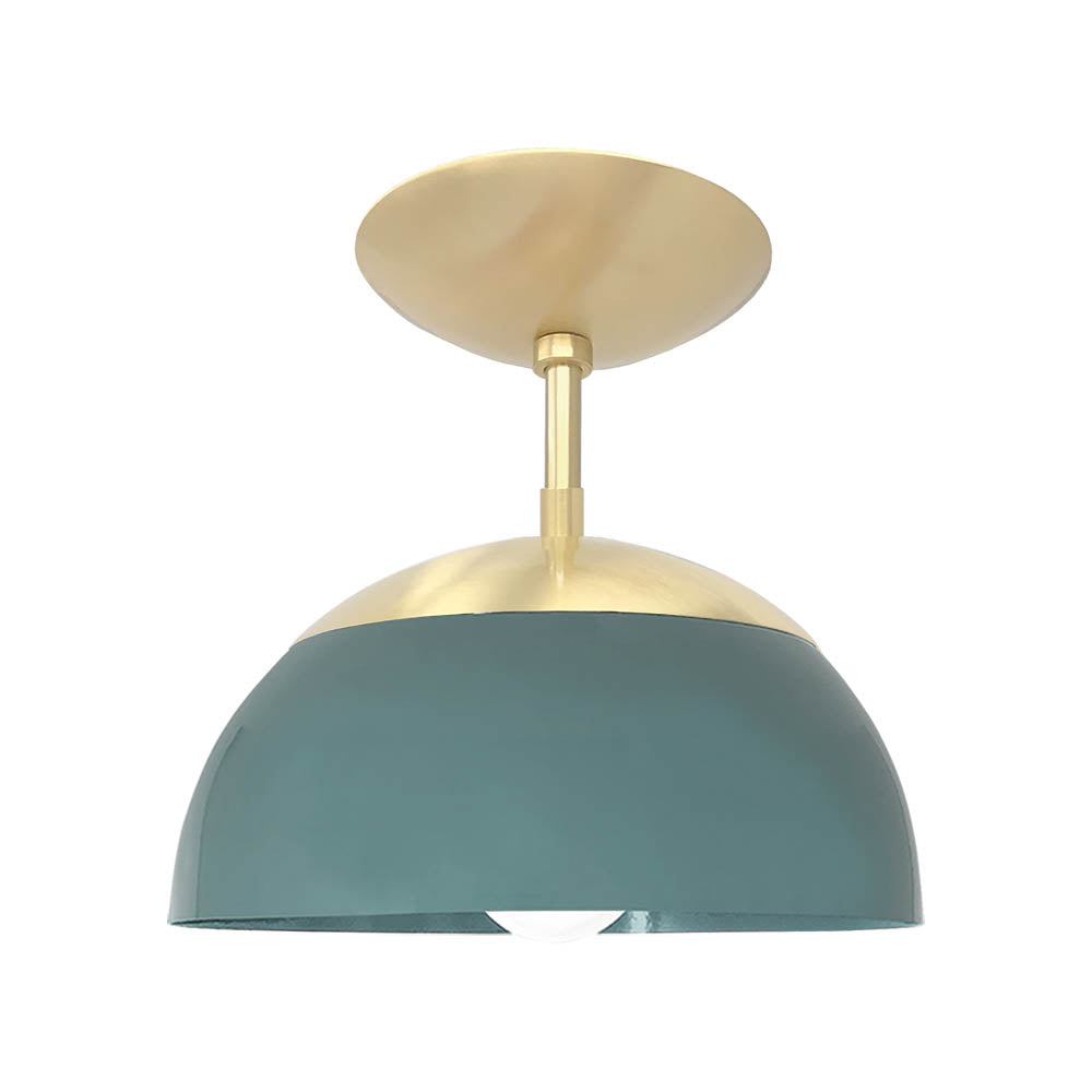 Brass and lagoon color Cadbury flush mount 10" Dutton Brown lighting
