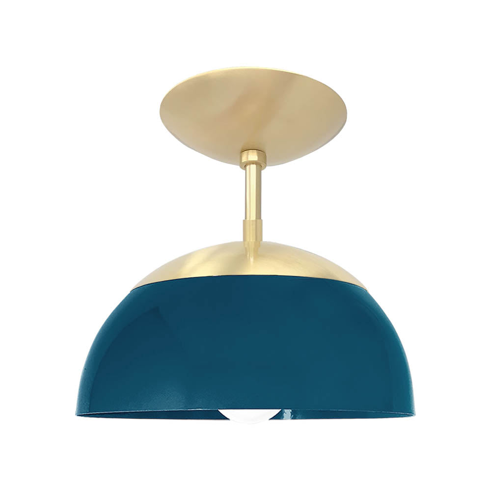 Brass and slate blue color Cadbury flush mount 10" Dutton Brown lighting
