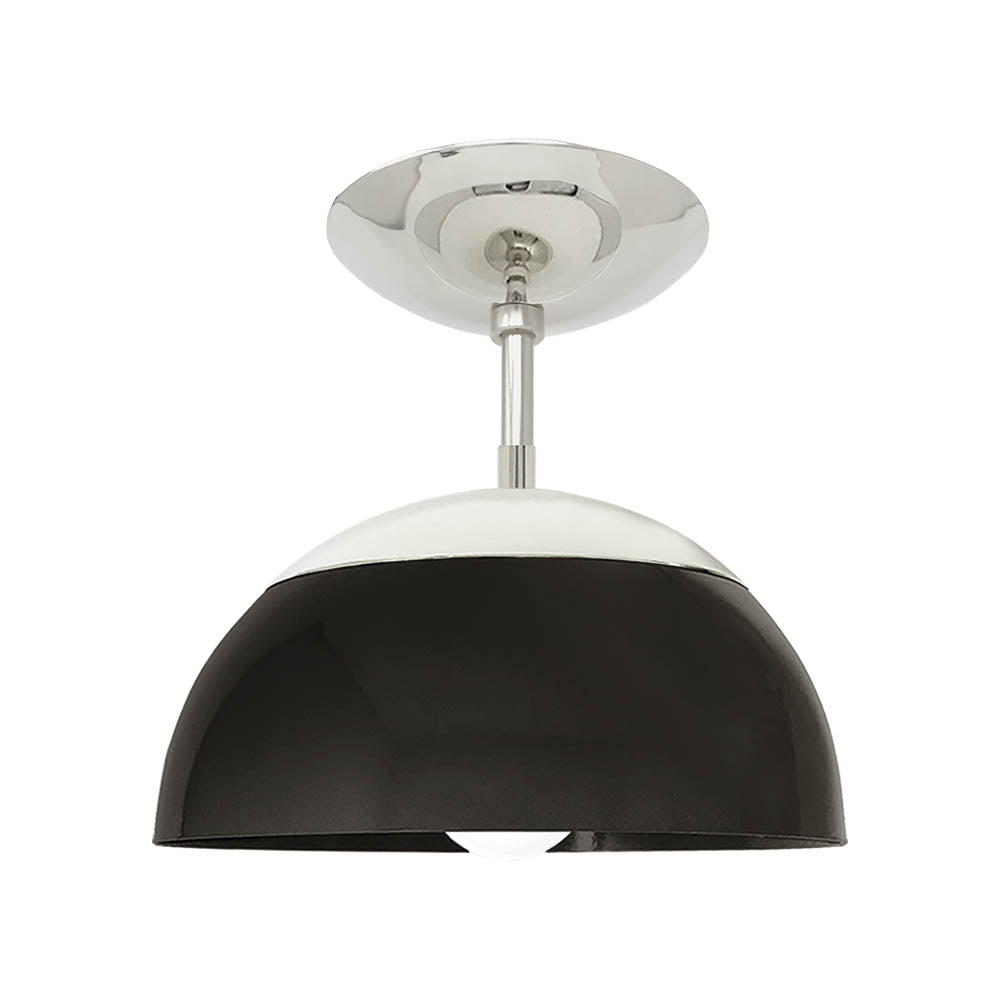 Nickel and black color Cadbury flush mount 10" Dutton Brown lighting