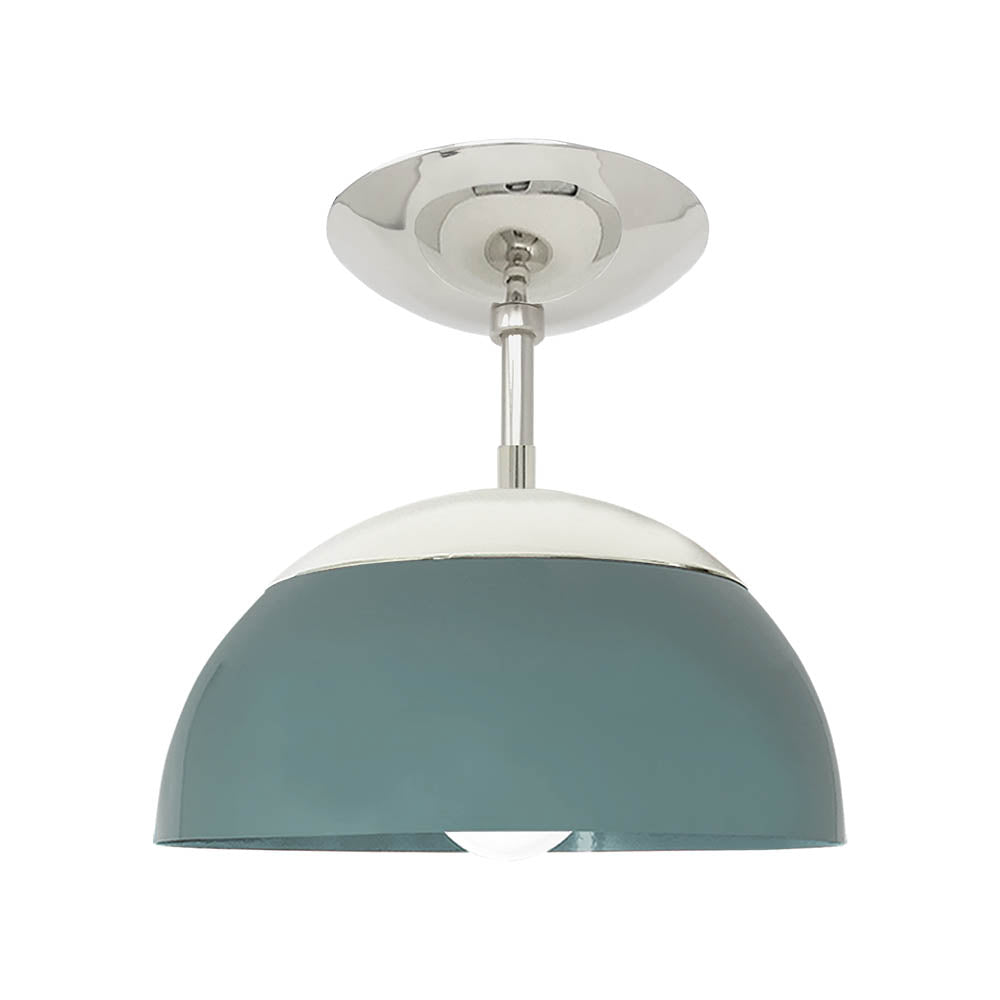 Nickel and python green color Cadbury flush mount 10" Dutton Brown lighting