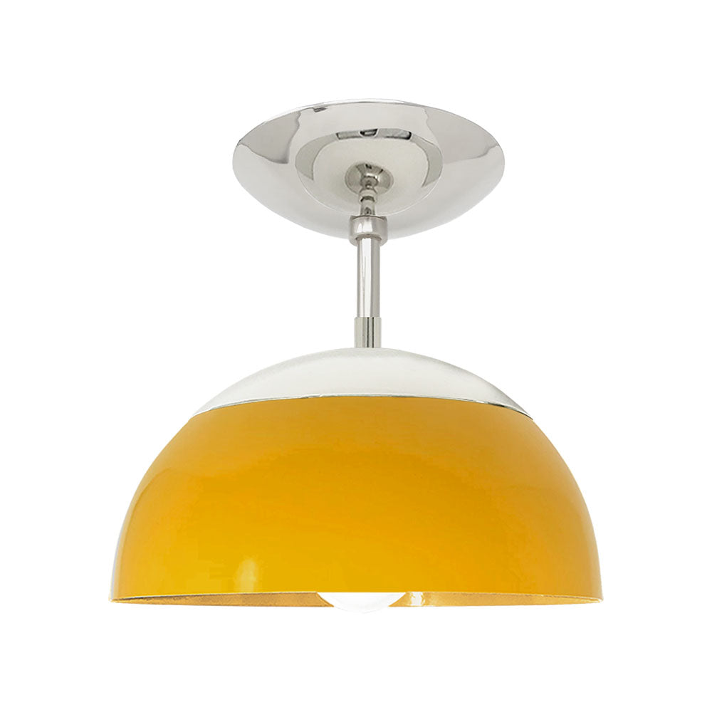 Nickel and ochre color Cadbury flush mount 10" Dutton Brown lighting