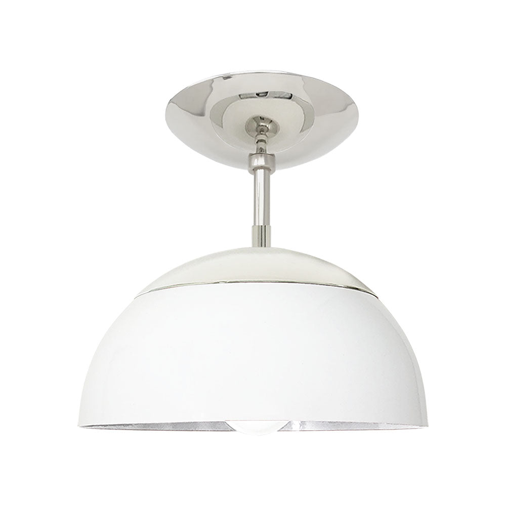 Nickel and white color Cadbury flush mount 10" Dutton Brown lighting