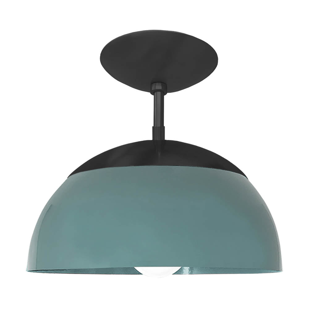Black and lagoon color Cadbury flush mount 12" Dutton Brown lighting