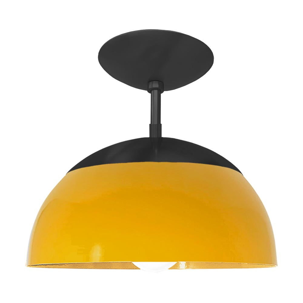 Black and ochre color Cadbury flush mount 12" Dutton Brown lighting