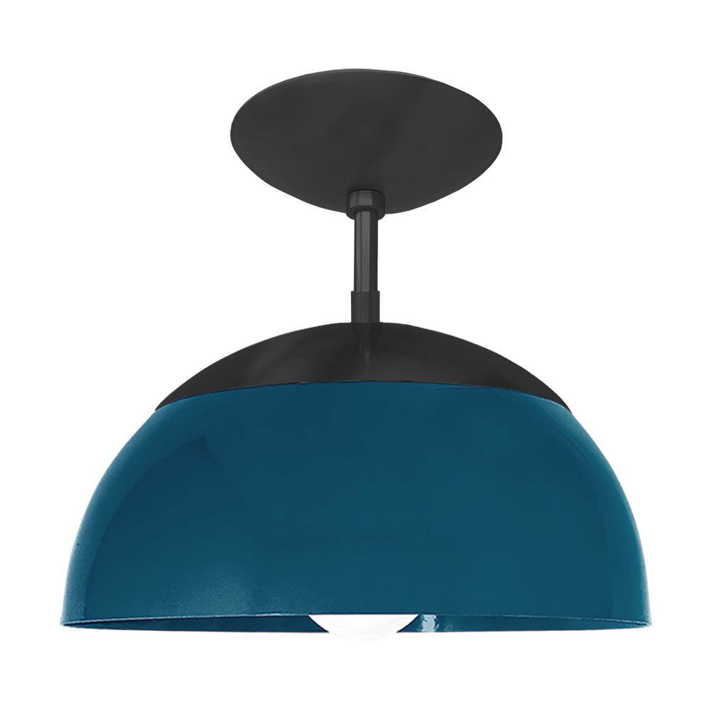 Black and slate blue color Cadbury flush mount 12" Dutton Brown lighting