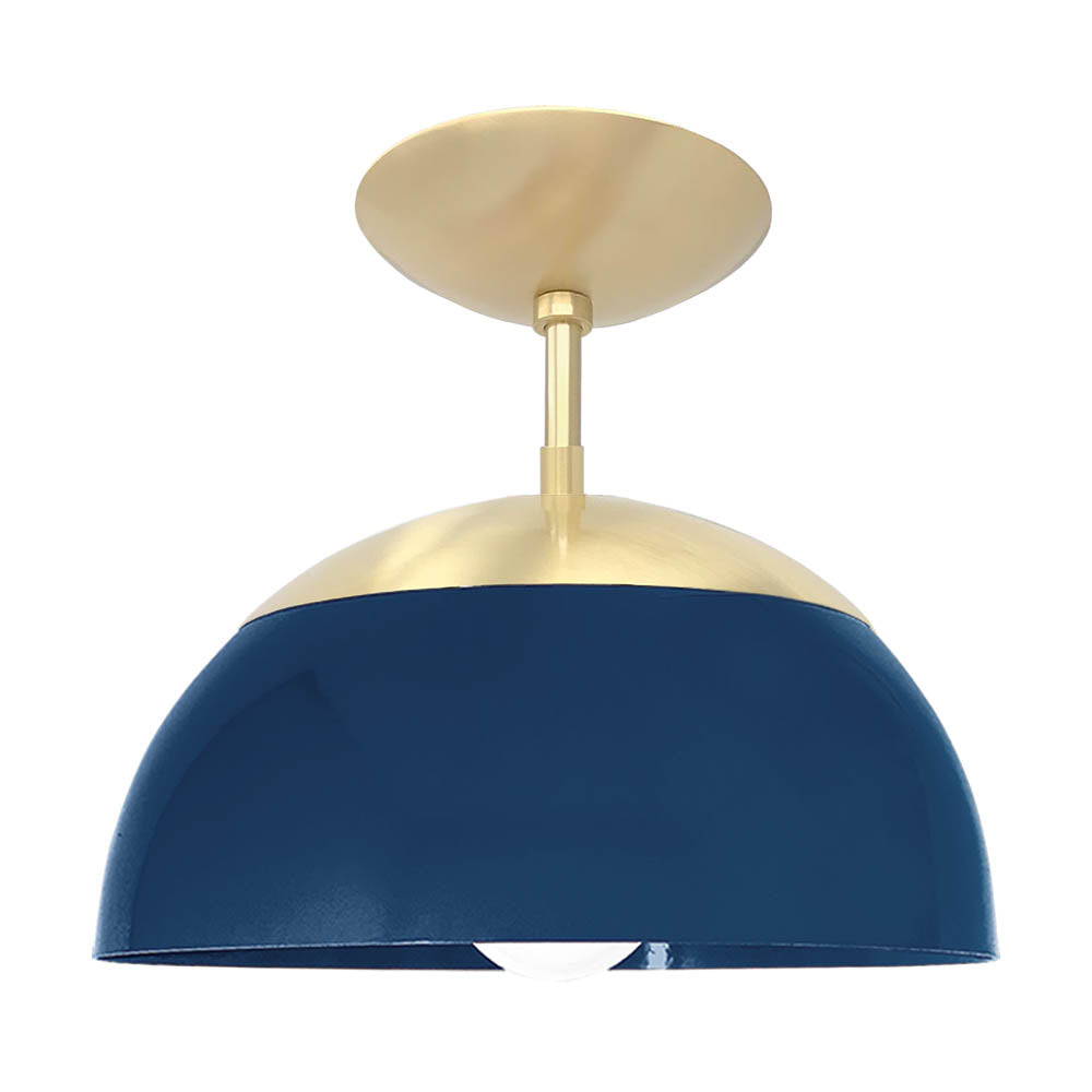 Brass and cobalt color Cadbury flush mount 12" Dutton Brown lighting
