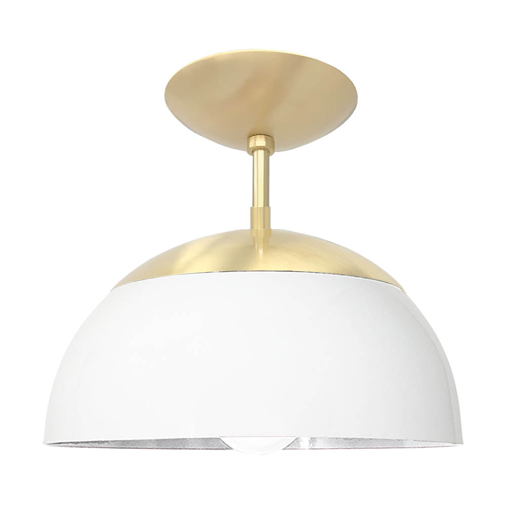 Brass and white color Cadbury flush mount 12" Dutton Brown lighting
