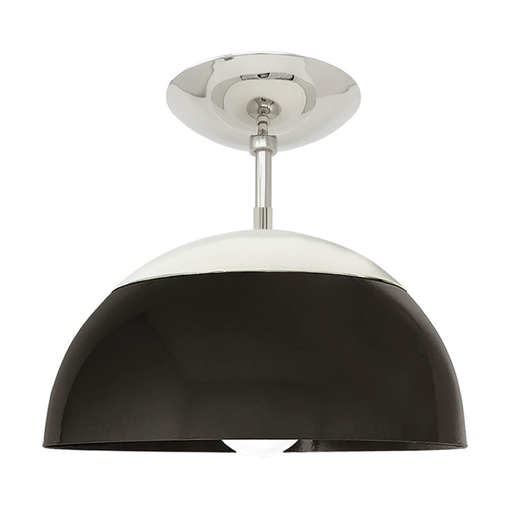 Nickel and black color Cadbury flush mount 12" Dutton Brown lighting