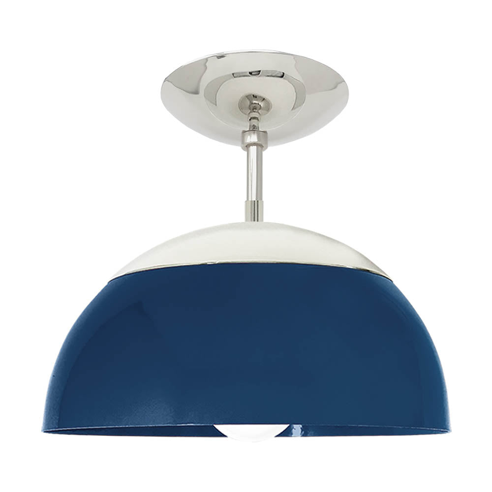 Nickel and cobalt color Cadbury flush mount 12" Dutton Brown lighting
