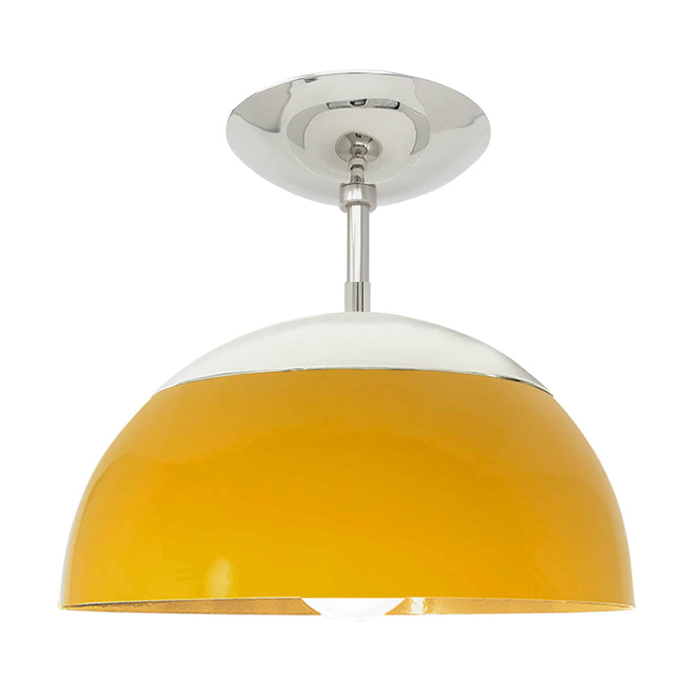 Nickel and ochre color Cadbury flush mount 12" Dutton Brown lighting