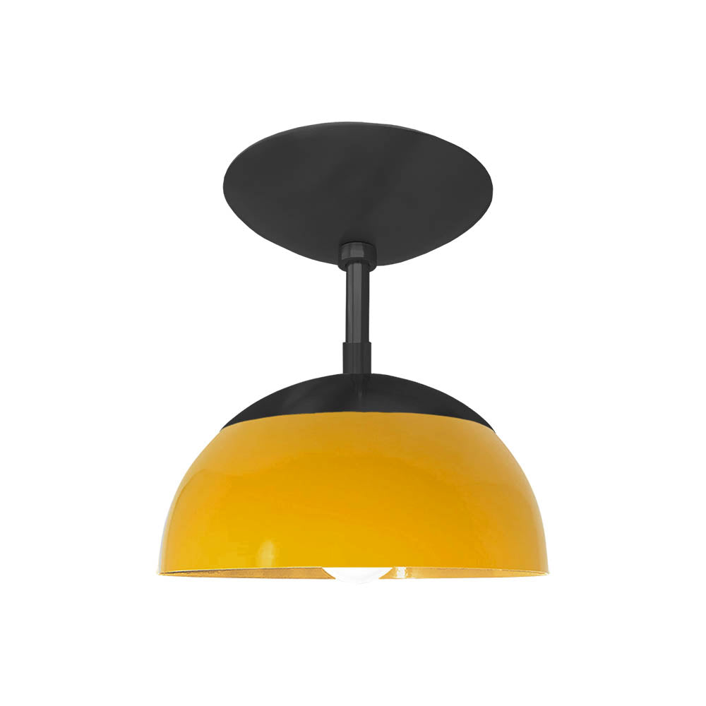 Black and ochre color Cadbury flush mount 8" Dutton Brown lighting