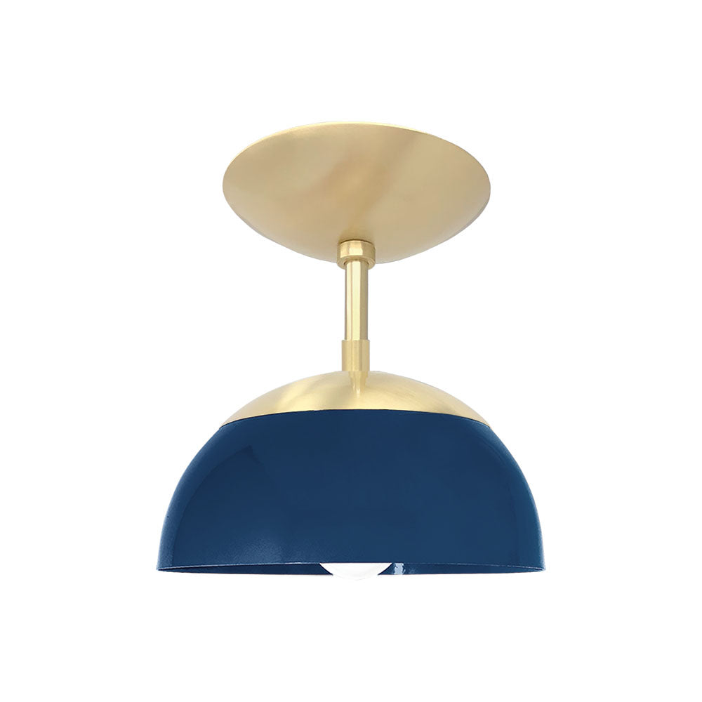 Brass and cobalt color Cadbury flush mount 8" Dutton Brown lighting