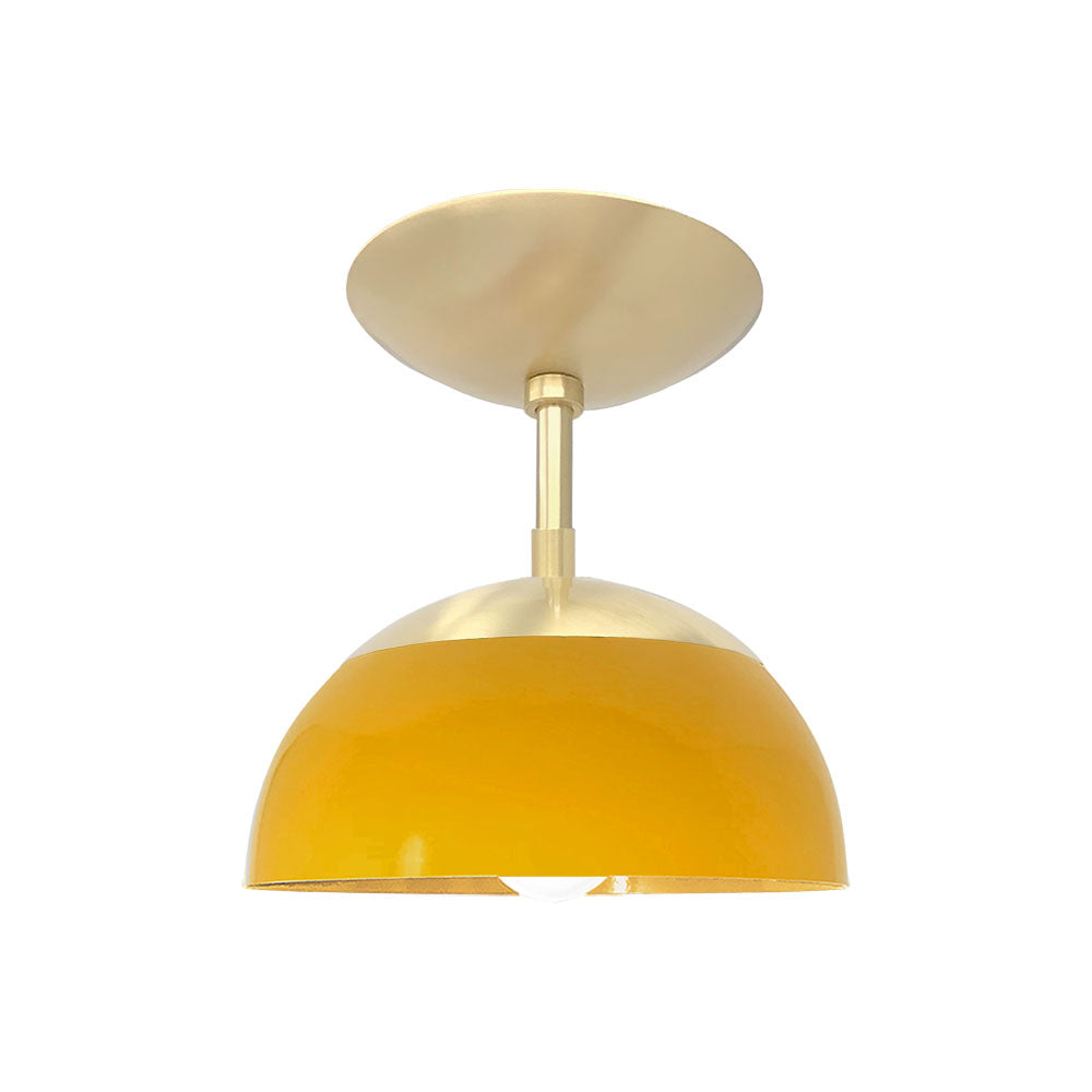 Brass and ochre color Cadbury flush mount 8" Dutton Brown lighting