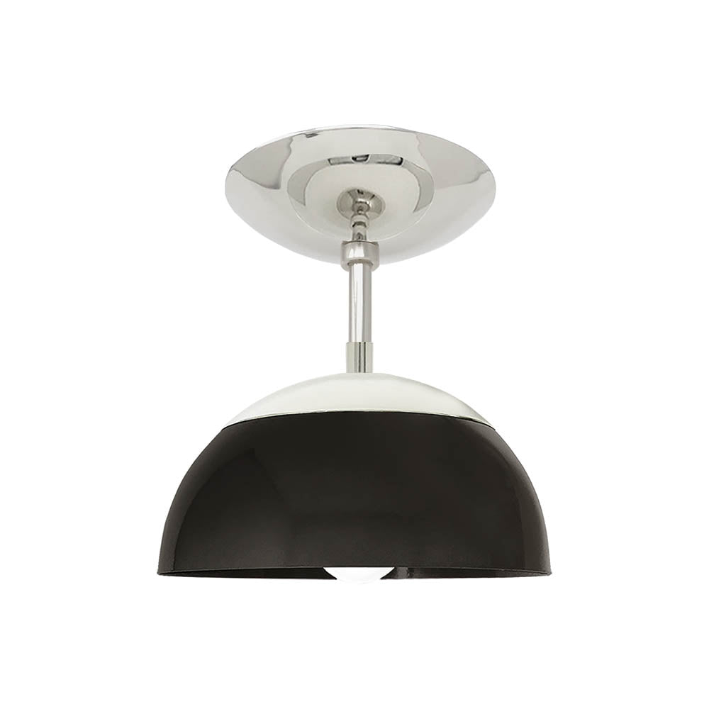 Nickel and black color Cadbury flush mount 8" Dutton Brown lighting