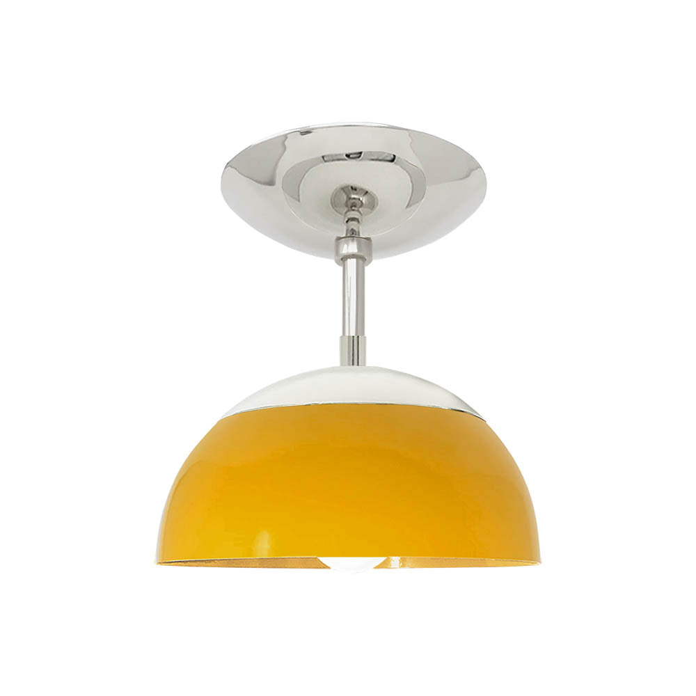 Nickel and ochre color Cadbury flush mount 8" Dutton Brown lighting