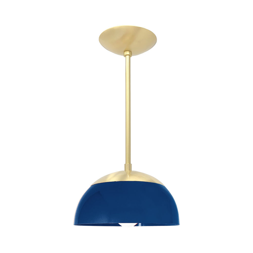 Brass and cobalt color Cadbury pendant 10" Dutton Brown lighting