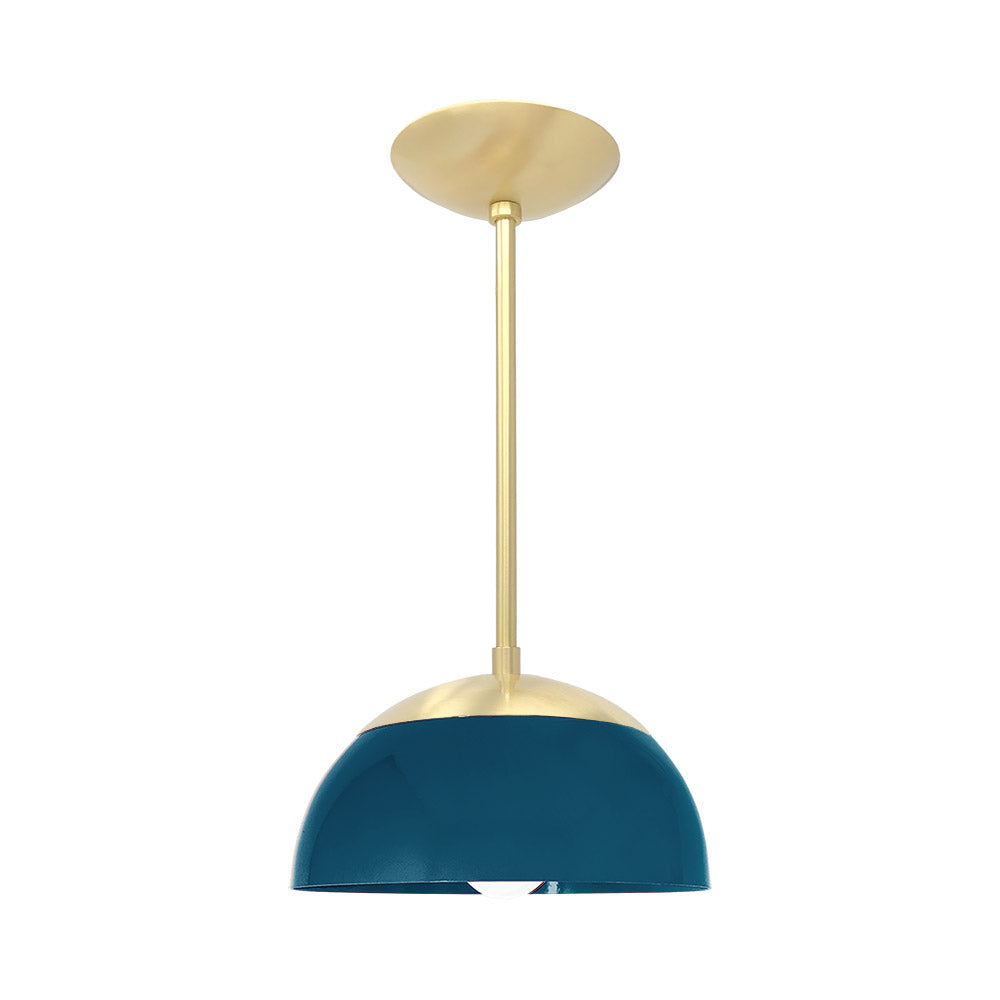 Brass and slate blue color Cadbury pendant 10" Dutton Brown lighting