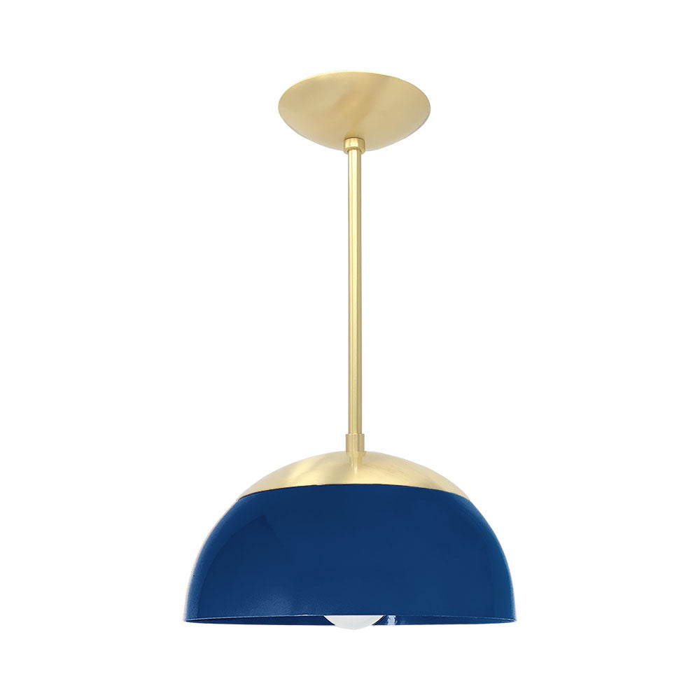 Brass and cobalt color Cadbury pendant 12" Dutton Brown lighting