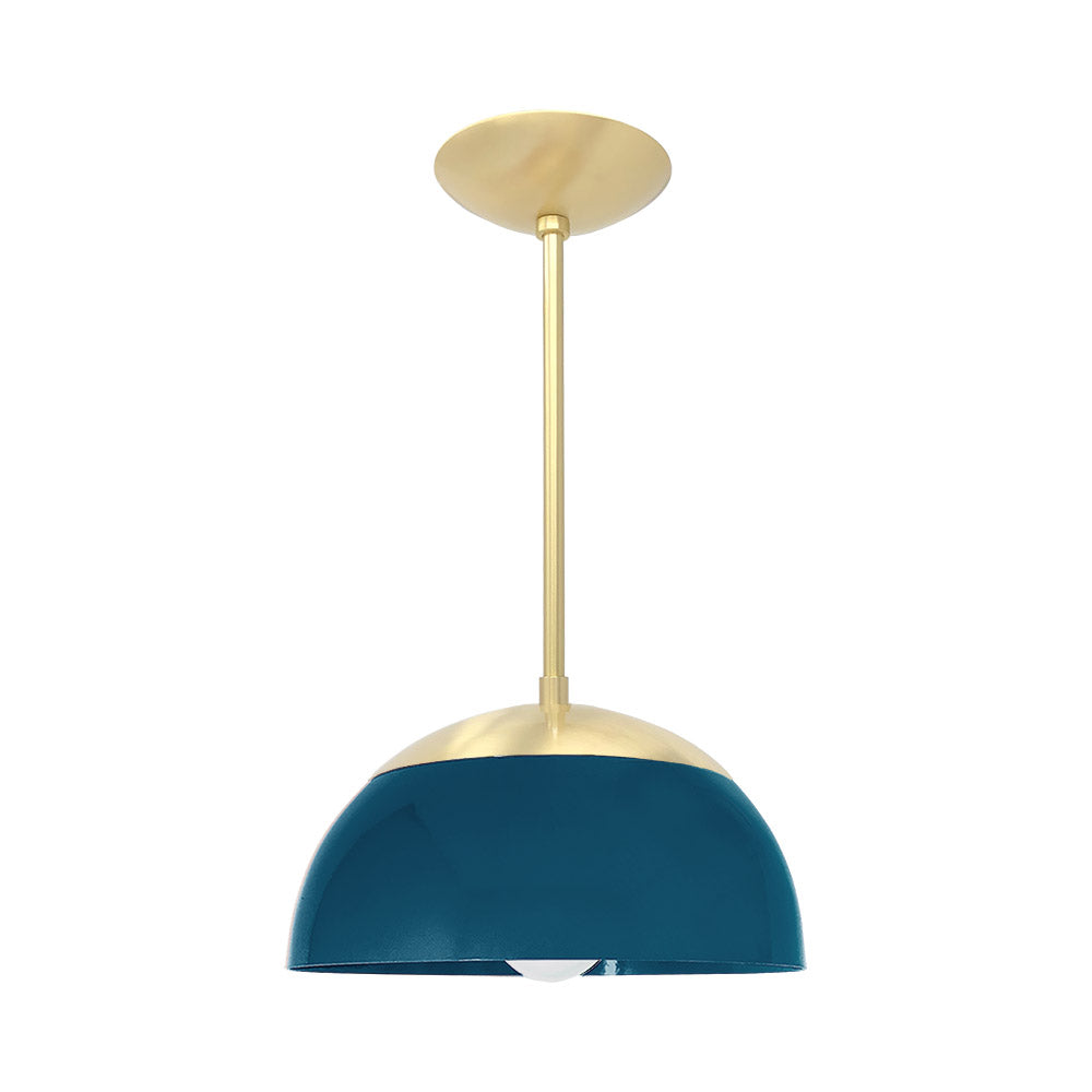 Brass and slate blue color Cadbury pendant 12" Dutton Brown lighting
