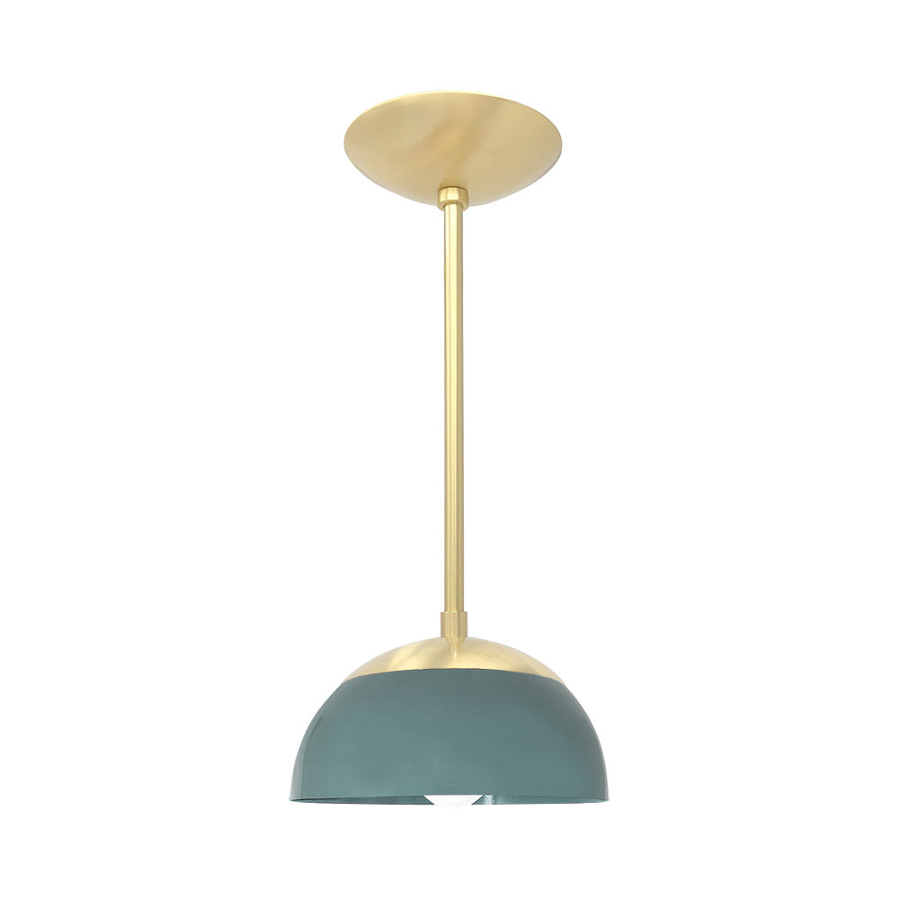 Brass and lagoon color Cadbury pendant 8" Dutton Brown lighting