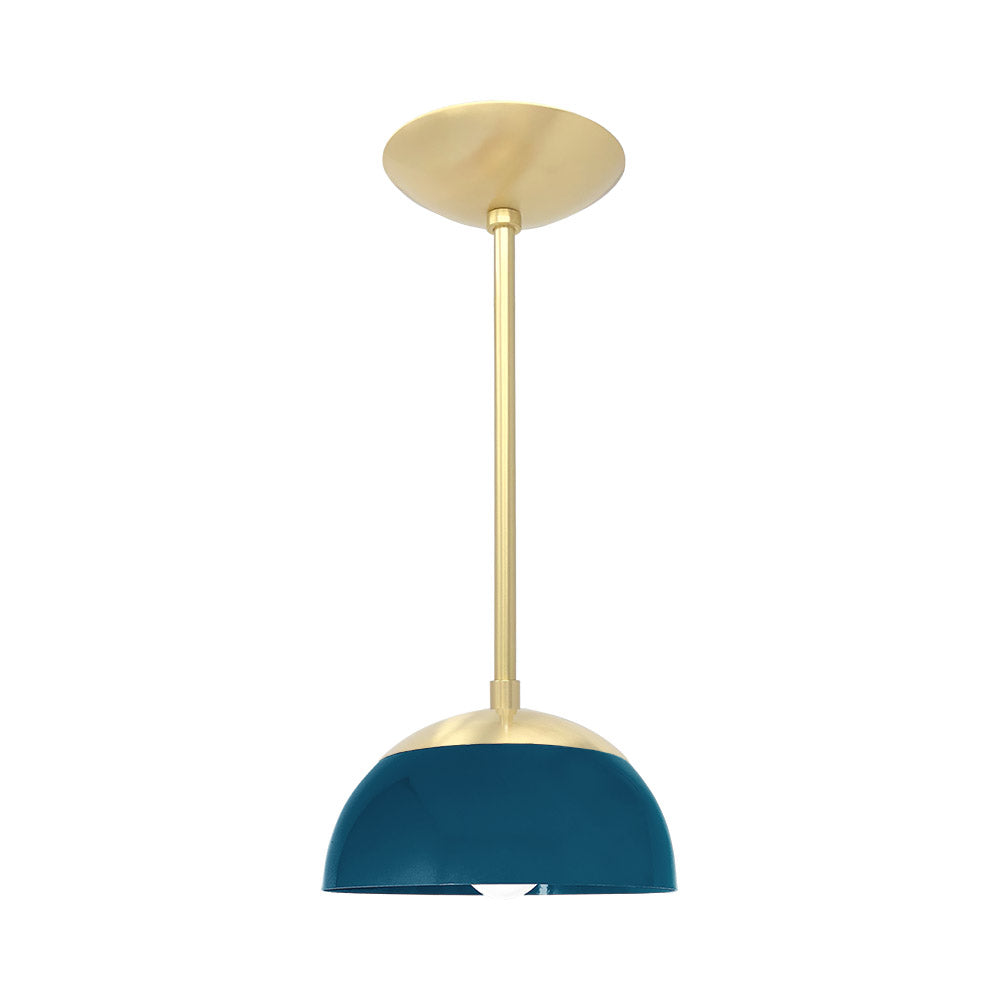 Brass and slate blue color Cadbury pendant 8" Dutton Brown lighting