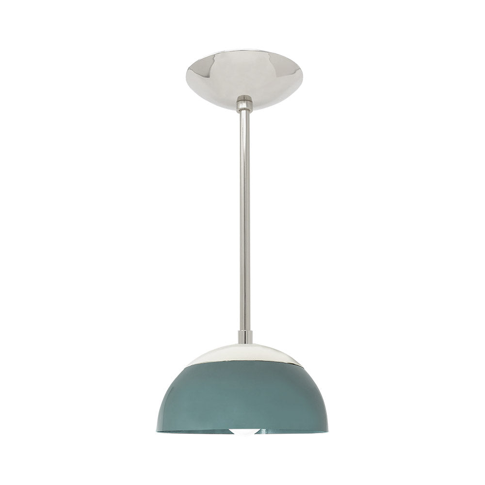 Nickel and lagoon color Cadbury pendant 8" Dutton Brown lighting