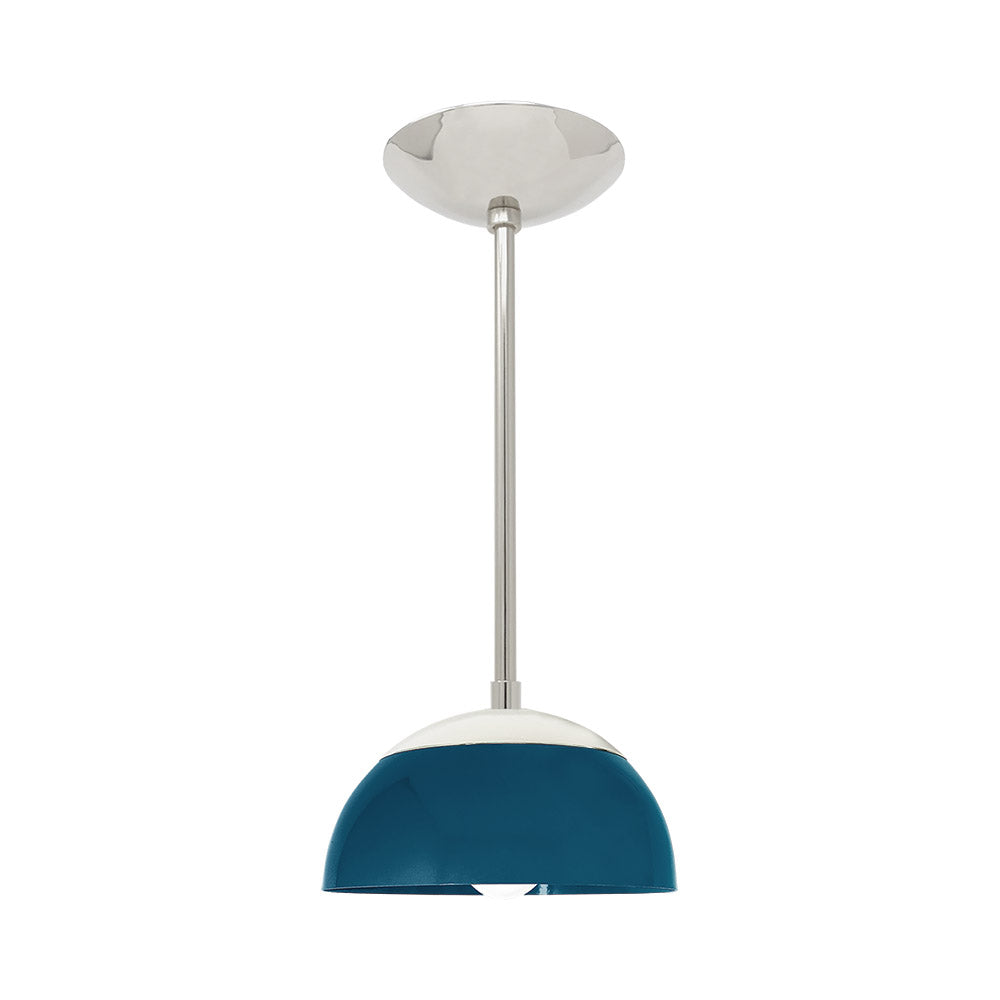 Nickel and slate blue color Cadbury pendant 8" Dutton Brown lighting
