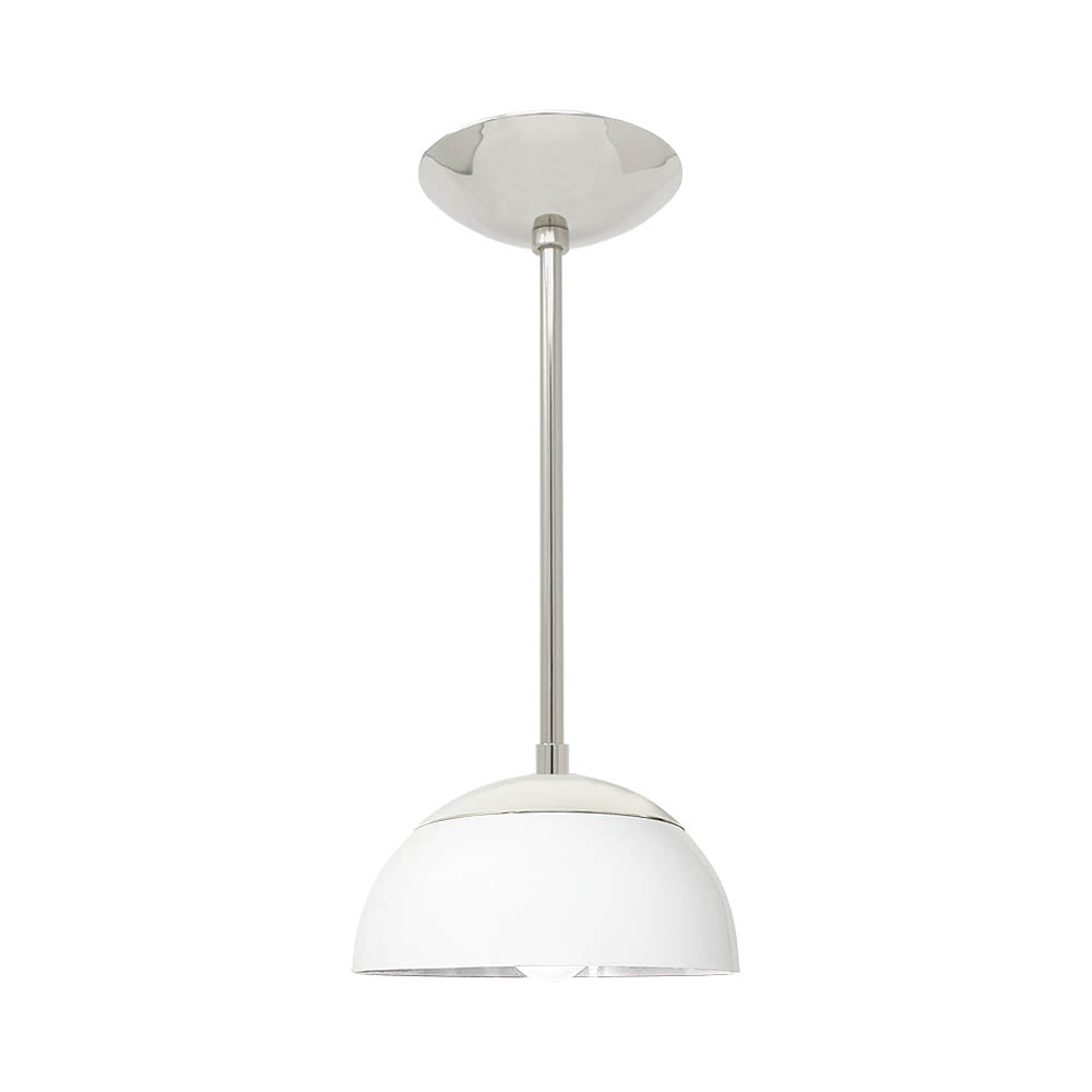 Nickel and white color Cadbury pendant 8" Dutton Brown lighting