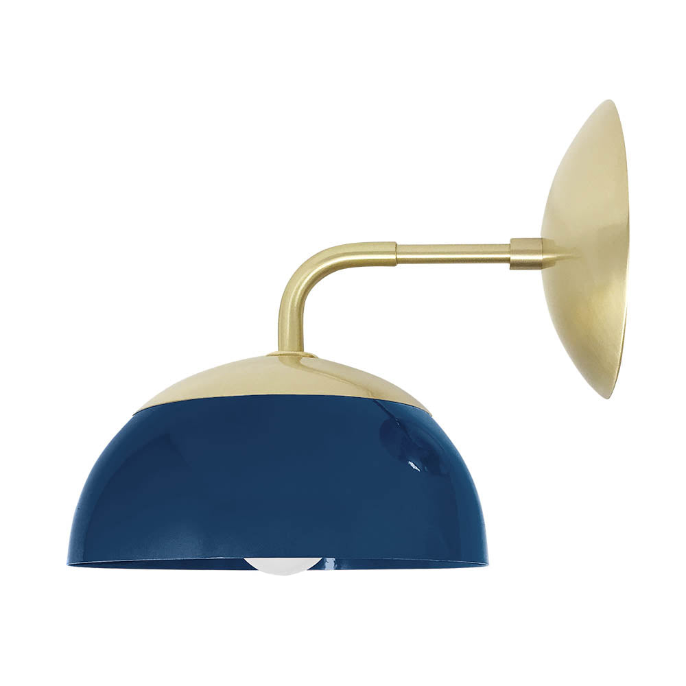 Brass and cobalt color Cadbury sconce 8" Dutton Brown lighting