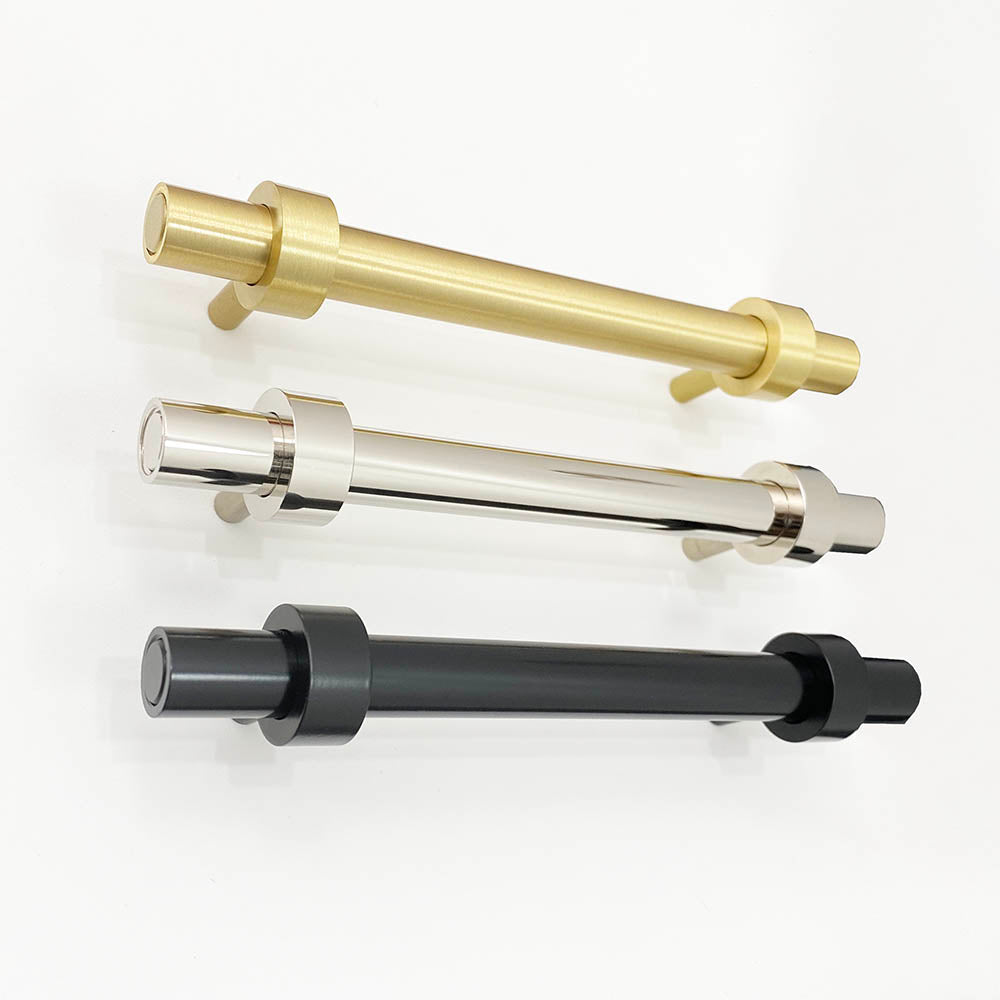 Brass, nickel, and black Caliber pull Dutton Brown hardware _hover
