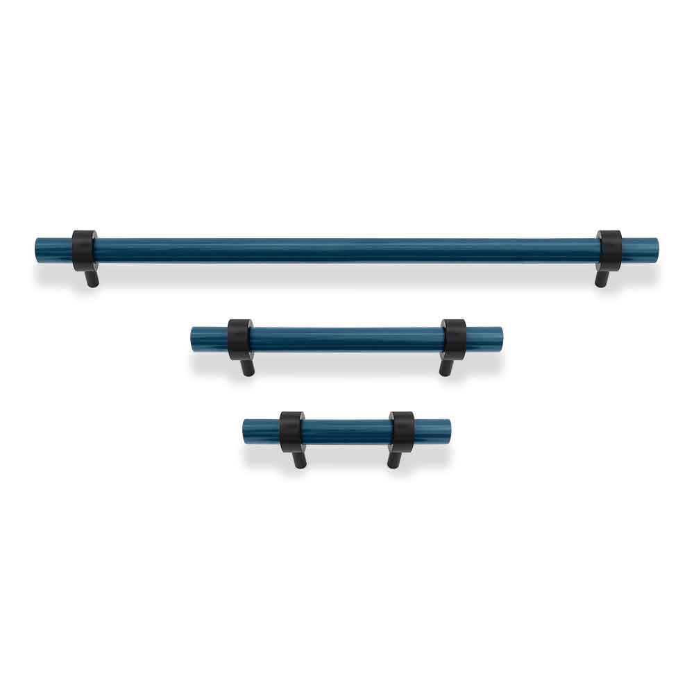 Black and slate blue color Caliber pull Dutton Brown hardware