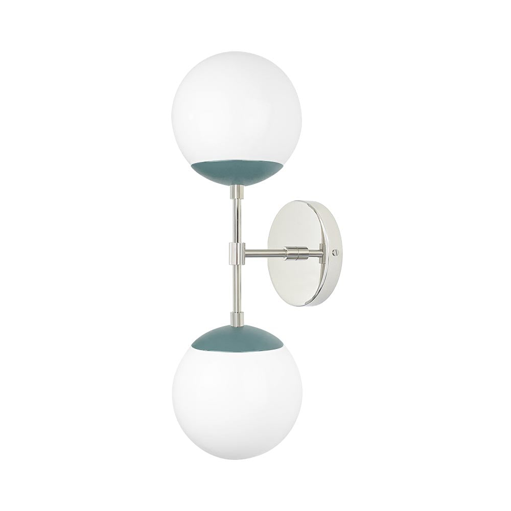 Nickel and python green color Cap Double sconce 6" Dutton Brown lighting