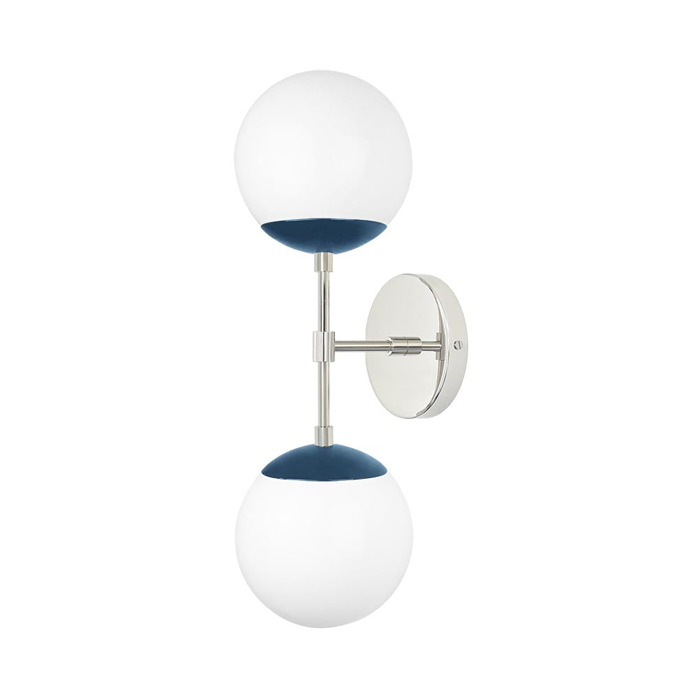 Nickel and slate blue color Cap Double sconce 6" Dutton Brown lighting