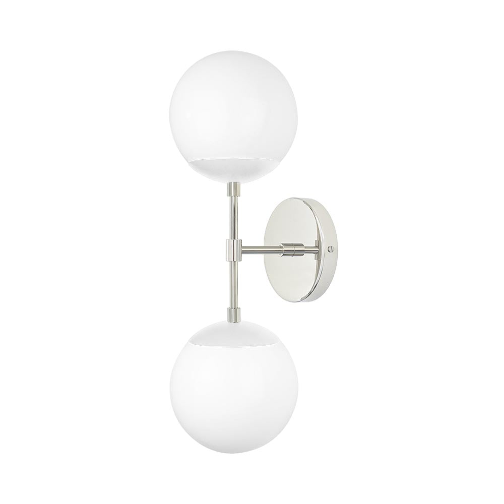 Nickel and white color Cap Double sconce 6" Dutton Brown lighting