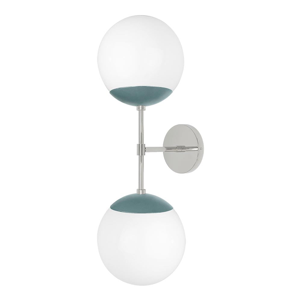 Nickel and python green color Cap Double sconce 8" Dutton Brown lighting
