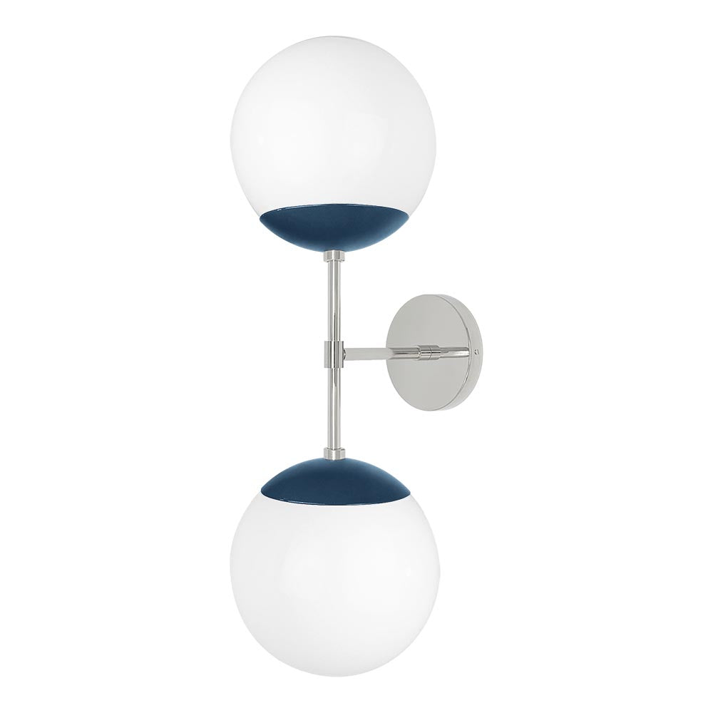 Nickel and slate blue color Cap Double sconce 8" Dutton Brown lighting