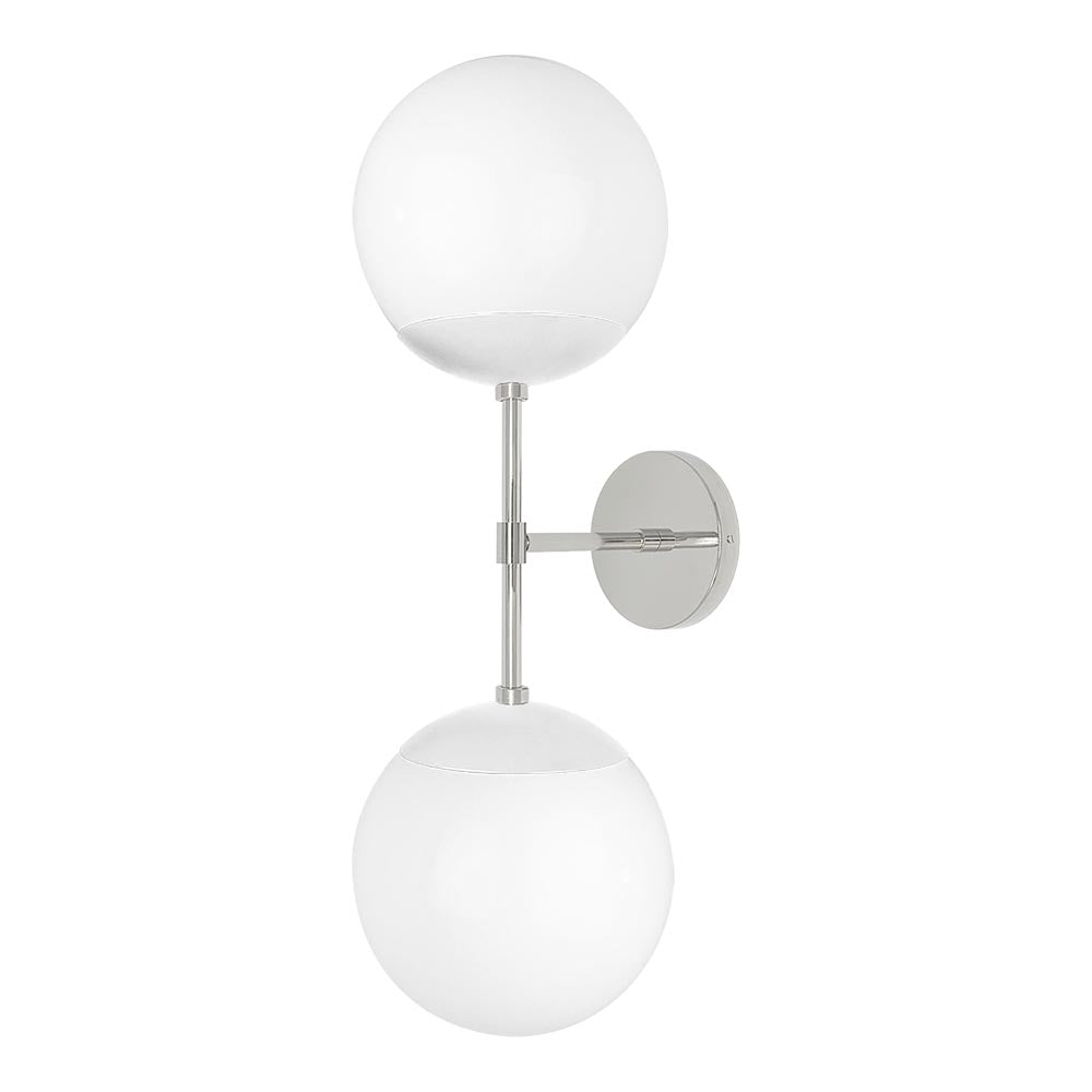Nickel and white color Cap Double sconce 8" Dutton Brown lighting