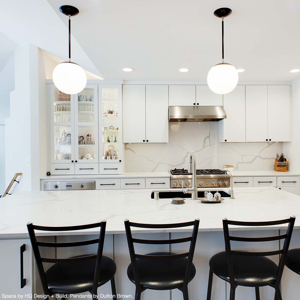 Black and nickel Cap pendant 10" by Dutton Brown. Space by HQ Design + Build. _hover