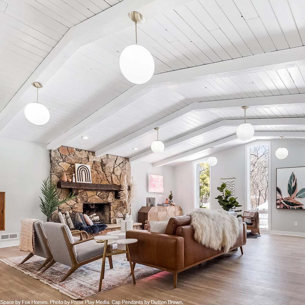 Black and Nickel Cap pendant 12" by Dutton Brown by dutton brown. space by Fox Homes. Photo by Press Play Media.