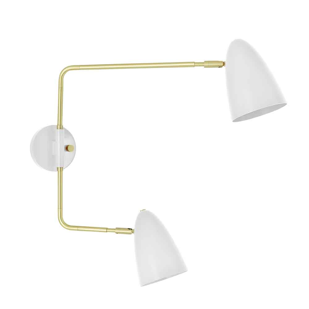 Brass and white color Boom Double Swing Arm sconce Dutton Brown lighting