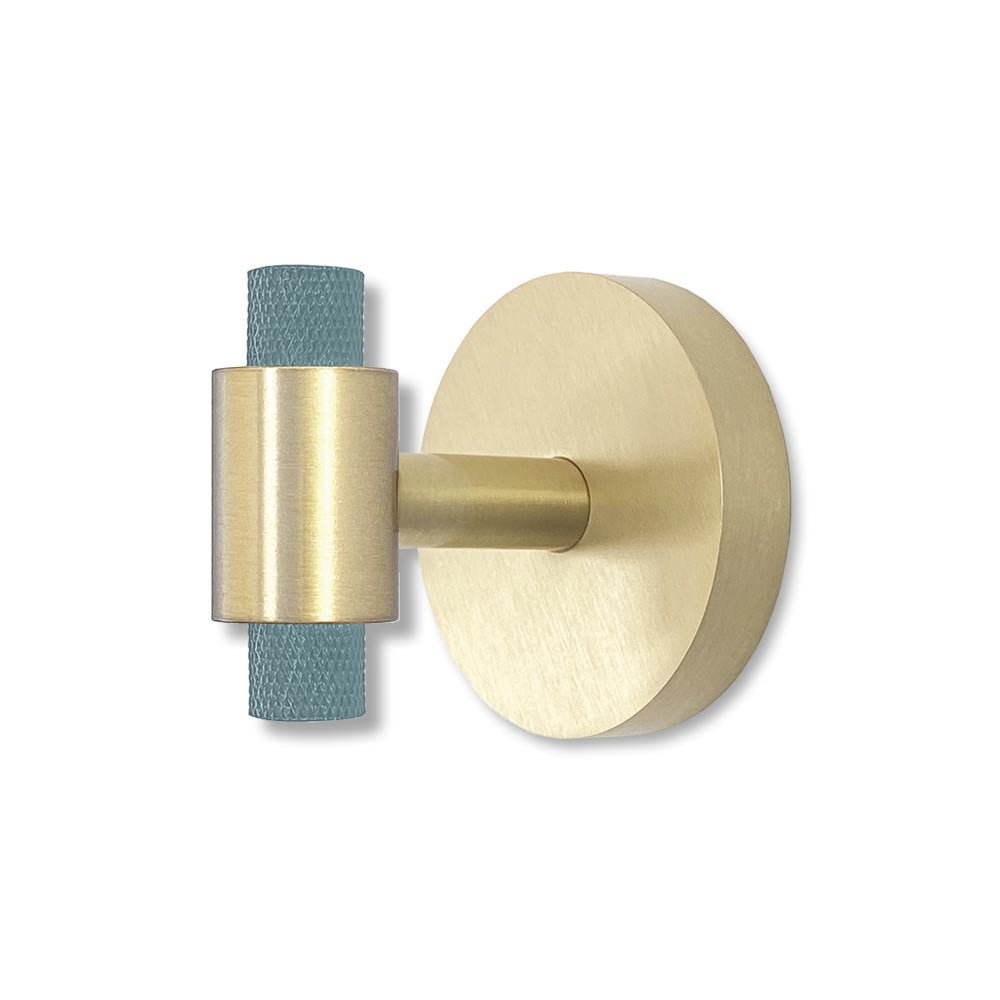 Brass and lagoon color Tux hook Dutton Brown hardware