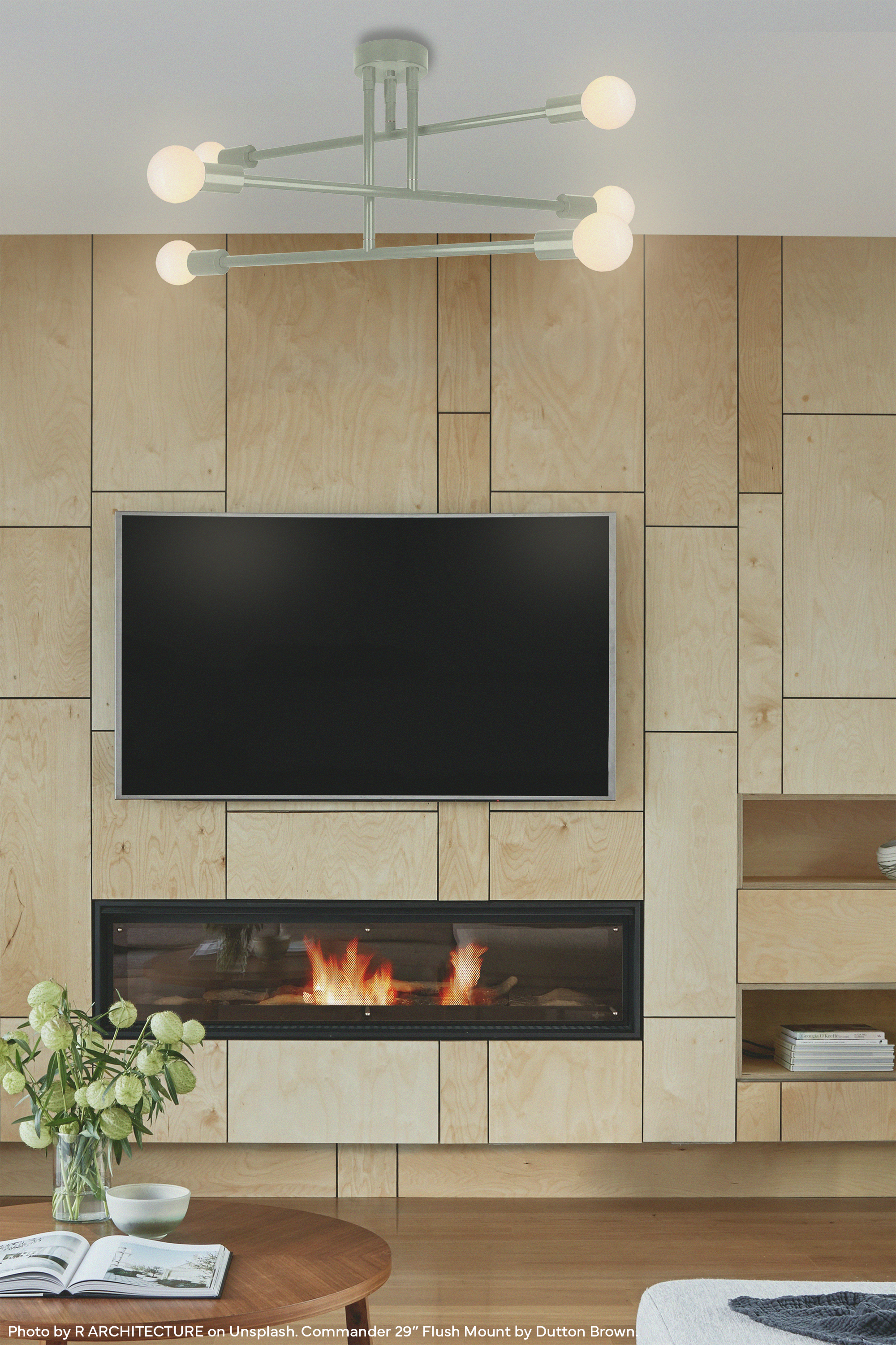Spa color Commander flush mount 29" by Dutton Brown. Photo by R ARCHITECTURE on Unsplash. _hover