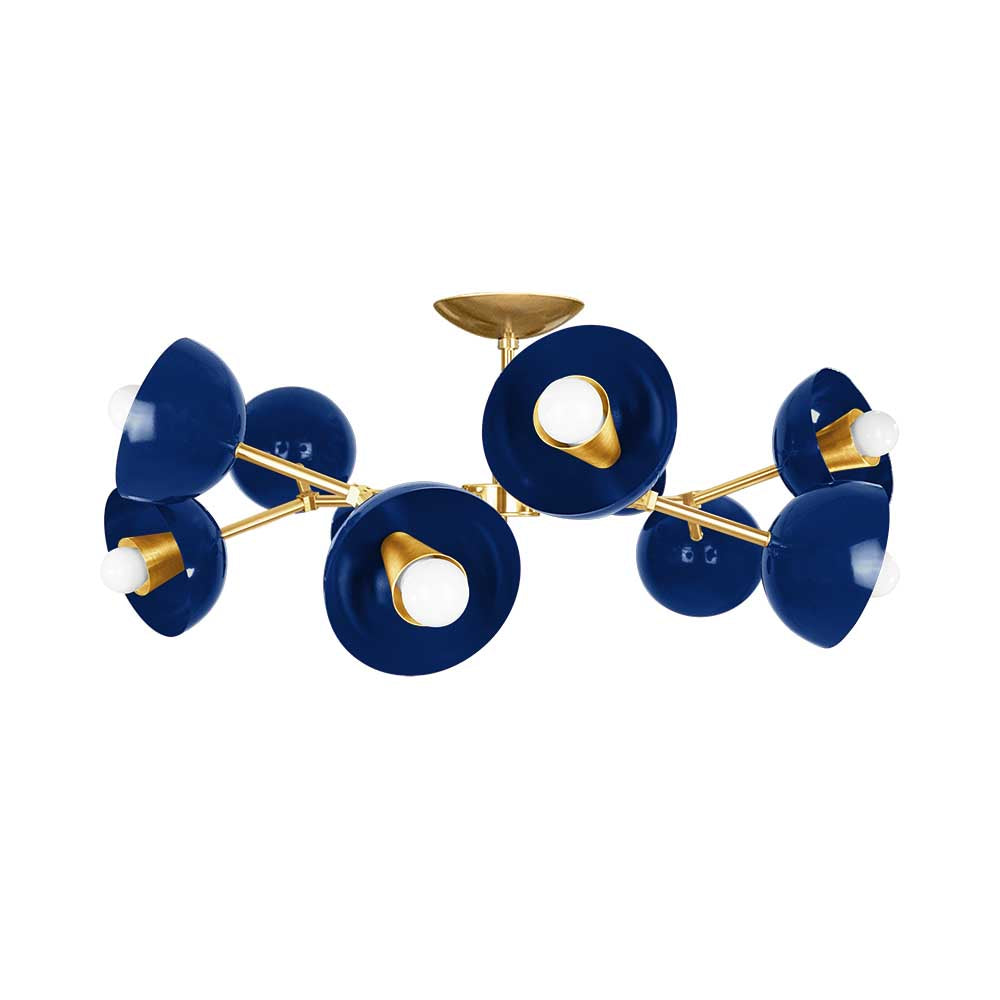Brass and cobalt color Alegria flush mount 30" Dutton Brown lighting