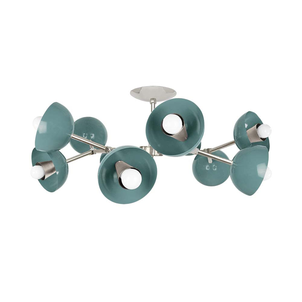 Nickel and python green color Alegria flush mount 30" Dutton Brown lighting