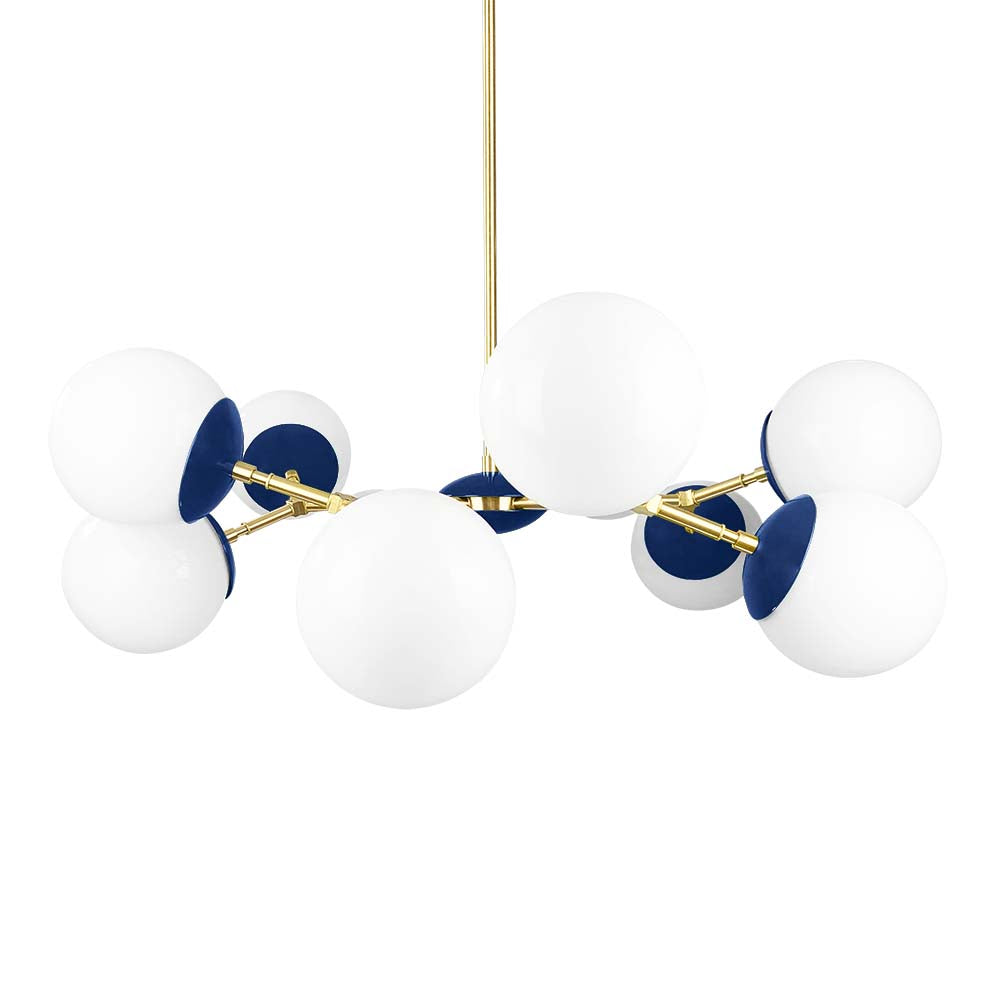 Brass and cobalt color Crown chandelier 32" Dutton Brown lighting