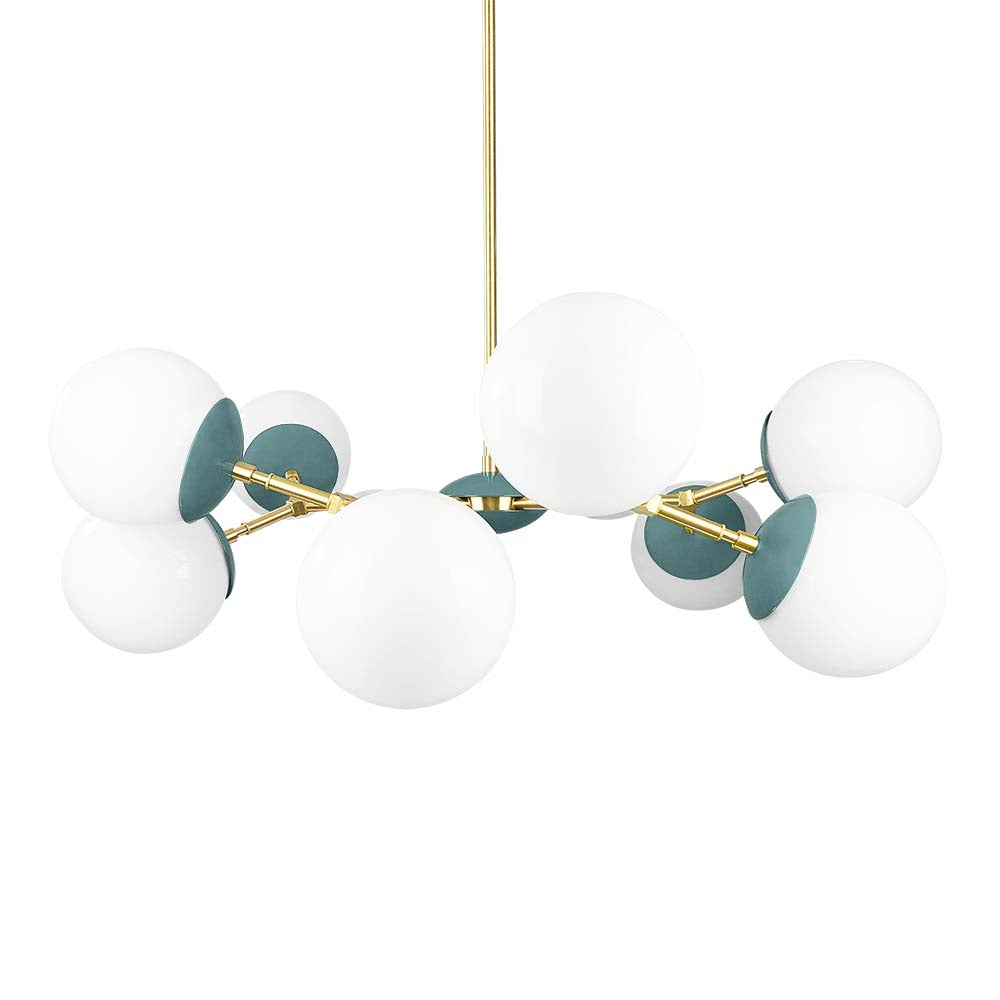 Brass and lagoon color Crown chandelier 32" Dutton Brown lighting