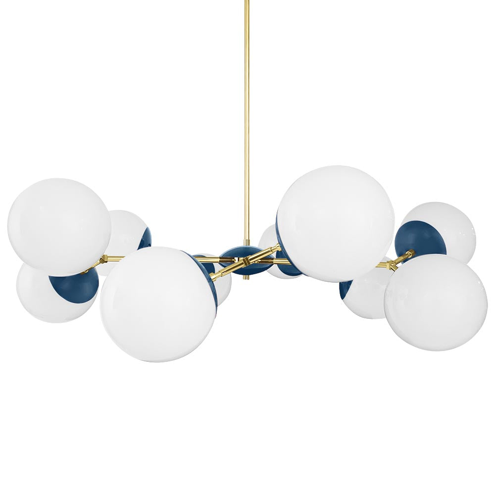 Brass and slate blue color Crown chandelier 46" Dutton Brown lighting