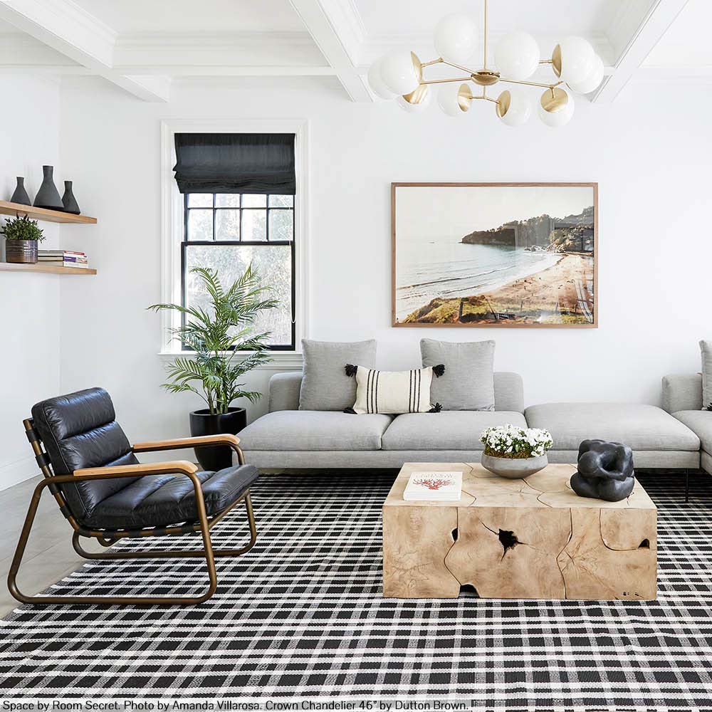 Brass Crown chandelier 46" by Dutton Brown. Space by Room Secret. Photo by Amanda Villarosa. _hover