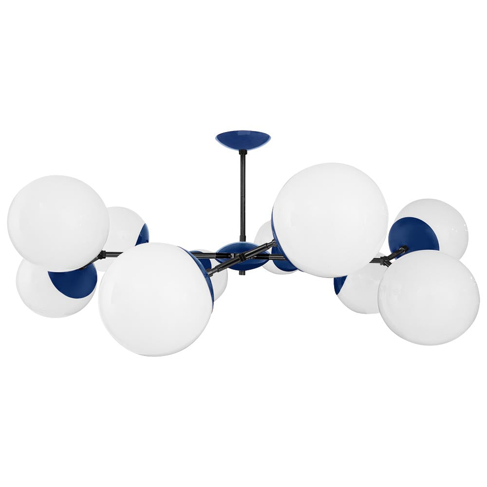 Black and cobalt color Crown flush mount 46" Dutton Brown lighting