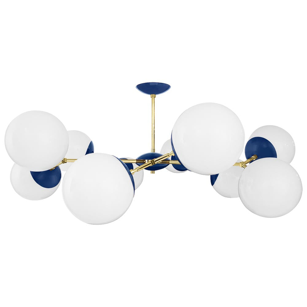 Brass and cobalt color Crown flush mount 46" Dutton Brown lighting